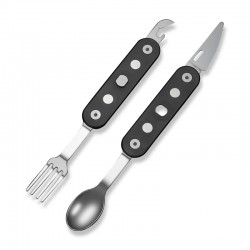 Niezbędnik Civivi Partake 4-in-1 Multi-Tool, Knife, Fork, Spoon, Can Opener Black Aluminium, Satin Stainless Steel (C24032C-1)