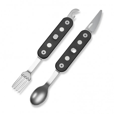 Niezbędnik Civivi Partake 4-in-1 Multi-Tool, Knife, Fork, Spoon, Can Opener Black Aluminium, Satin Stainless Steel (C24032C-1)