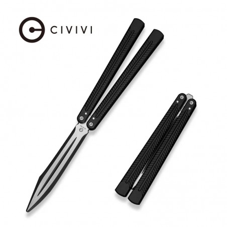 Nóż treningowy motylek Civivi Dracolisk Black Aluminium, Black Stonewashed / Satin 9Cr18MoV (C25028-1)