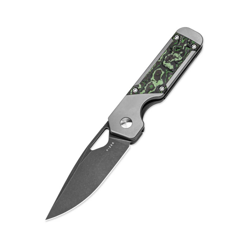 Nóż składany Kizer Mini Militaw Gray Titanium / Jungle Wear Fat Carbon, Dark Stonewashed S45VN by Jonathan Styles (Ki3634SA2)