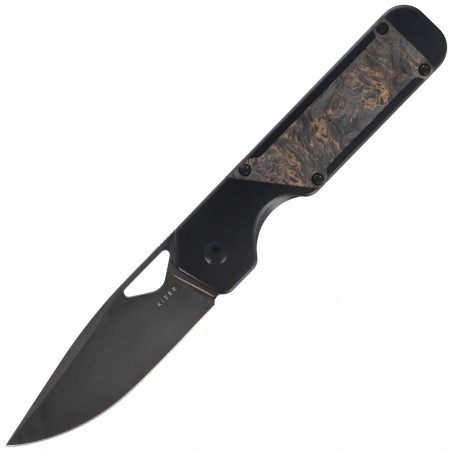 Nóż składany Kizer Militaw Black Titanium / Dark Matter Gold Fat Carbon, Black Mirror Finish / DLC S45VN by Jonathan Styles (Ki3