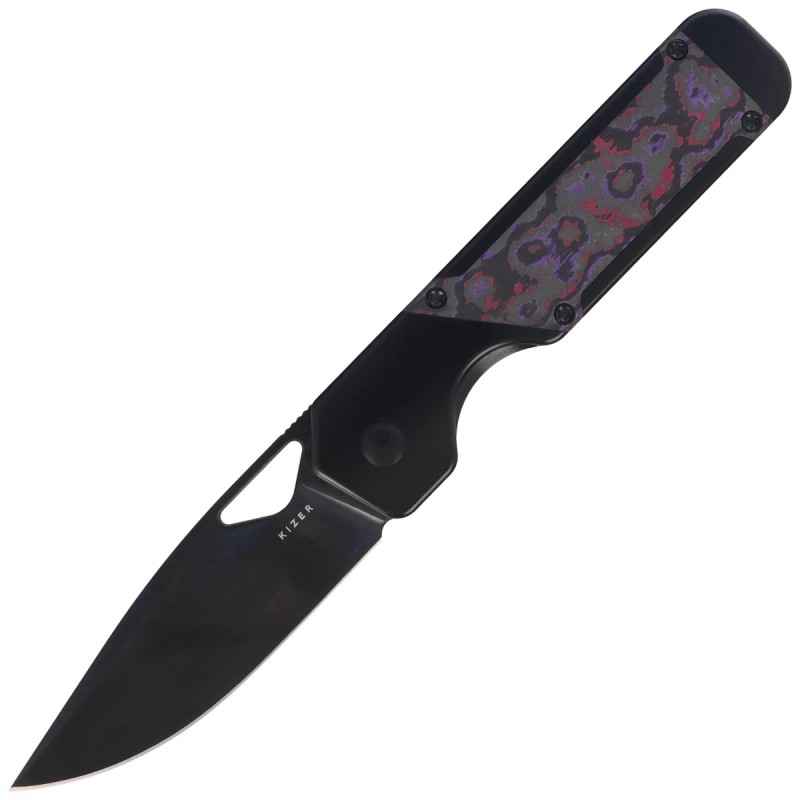 Nóż składany Kizer Militaw Black Titanium / Purple Haze Fat Carbon, Black DLC S45VN by Jonathan Styles (Ki3634A2)