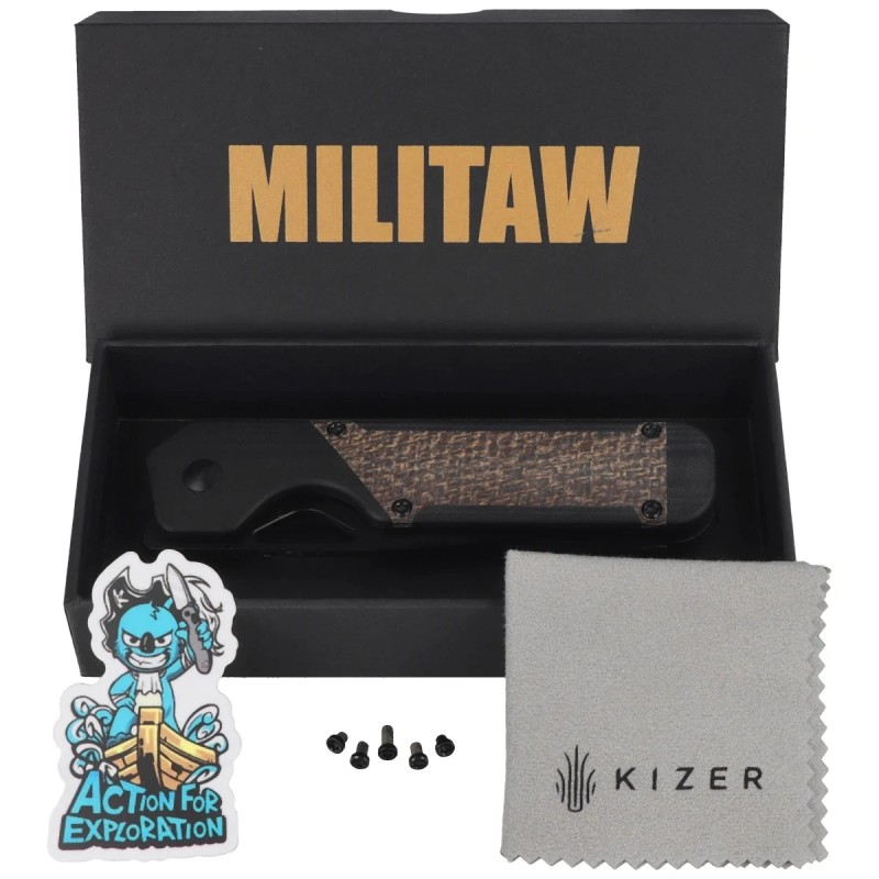 Nóż składany Kizer Militaw Black G10 / Green Micarta, Black Nitro-V by Jonathan Styles (V3634A1)