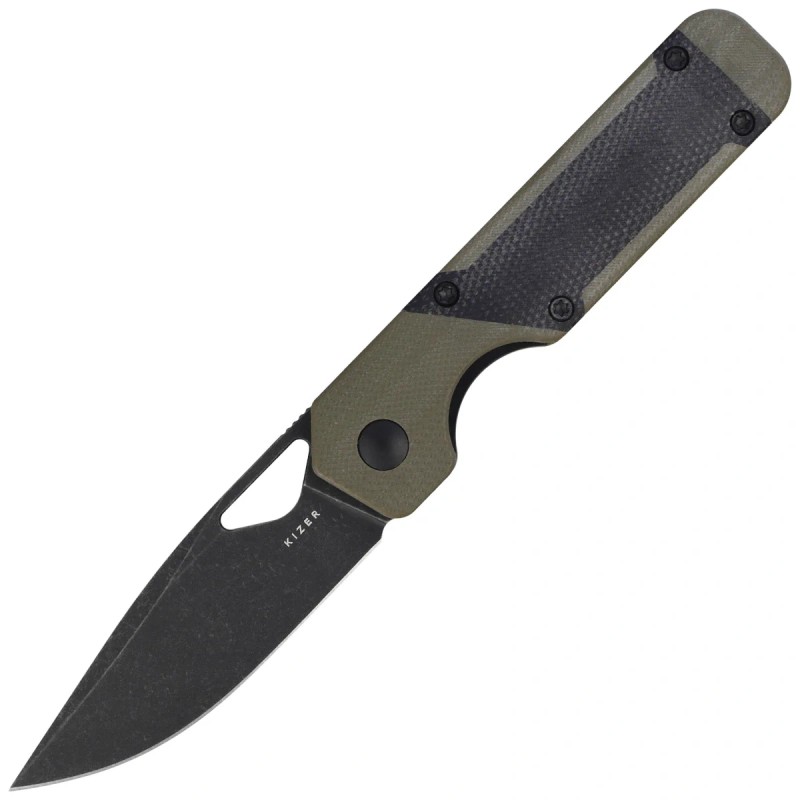Nóż składany Kizer Mini Militaw Green G10 / Black Micarta, Black Stonewashed Nitro-V by Jonathan Styles (V3634SA5)