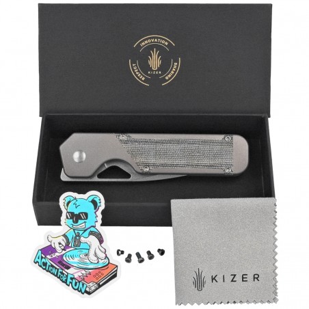 Nóż składany Kizer Militaw Gray Titanium / Black Micarta, Stonewashed S35VN by Jonathan Styles (Ki3634A1)