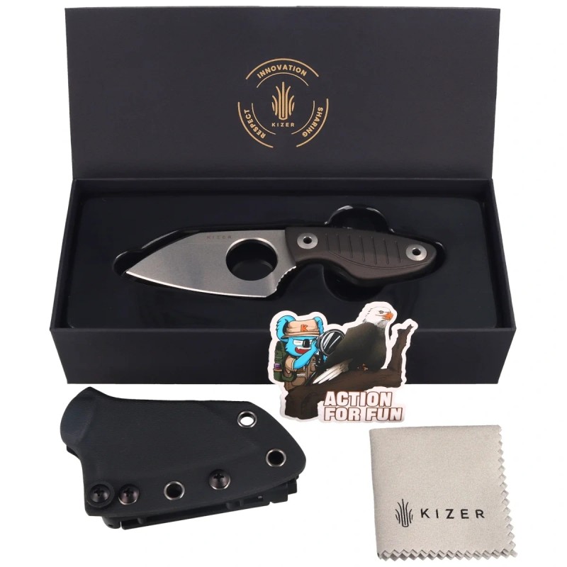 Nóż Kizer Nightjar Gray Aluminium, Stonewashed AUS-10 by Vincent Rizzo (1114A2)