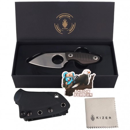 Nóż Kizer Nightjar Gray Aluminium, Stonewashed AUS-10 by Vincent Rizzo (1114A2)