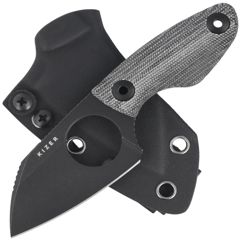 Nóż Kizer Nightjar Black Norplex UltreX Micarta, Black PVD / Stonewashed AUS-10 by Vincent Rizzo (1114A1)