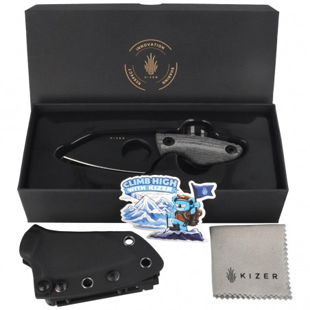 Nóż Kizer Nightjar Black Norplex UltreX Micarta, Black PVD / Stonewashed AUS-10 by Vincent Rizzo (1114A1)