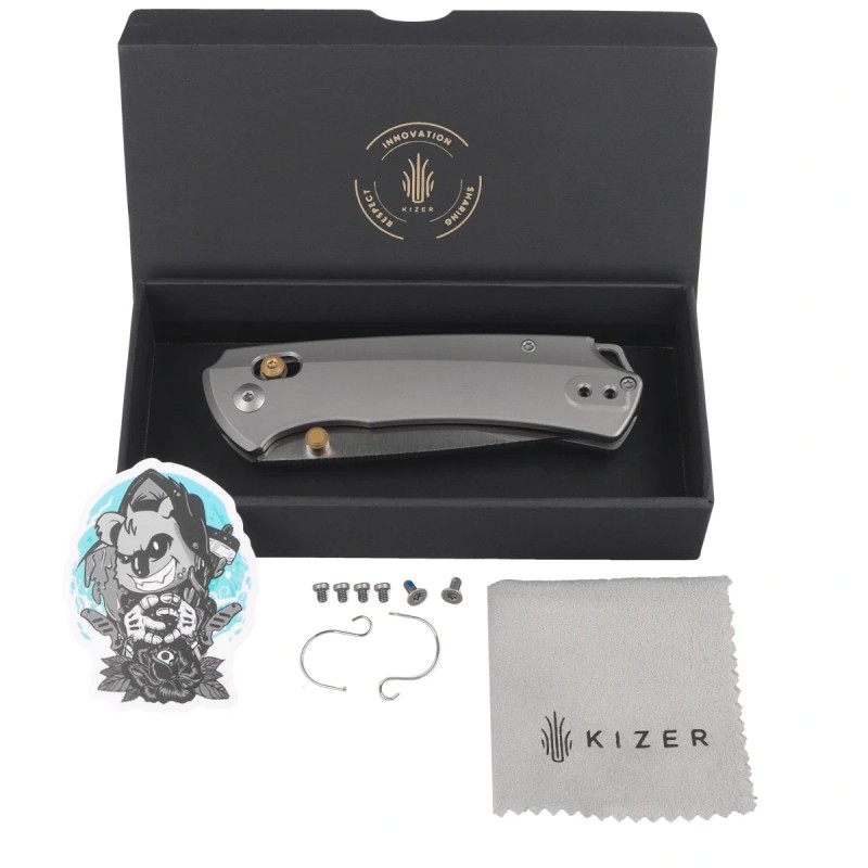 Nóż składany Kizer T1 CD Silver Titanium, Satin M390 by Uli Hennicke (Ki3490.2CDA1)