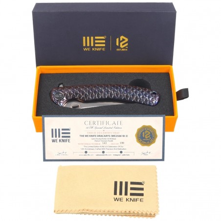 Nóż składany WeKnife Dracarys LE No ???/199 Flamed Titanium, Satin M390 (WE25061B-3)