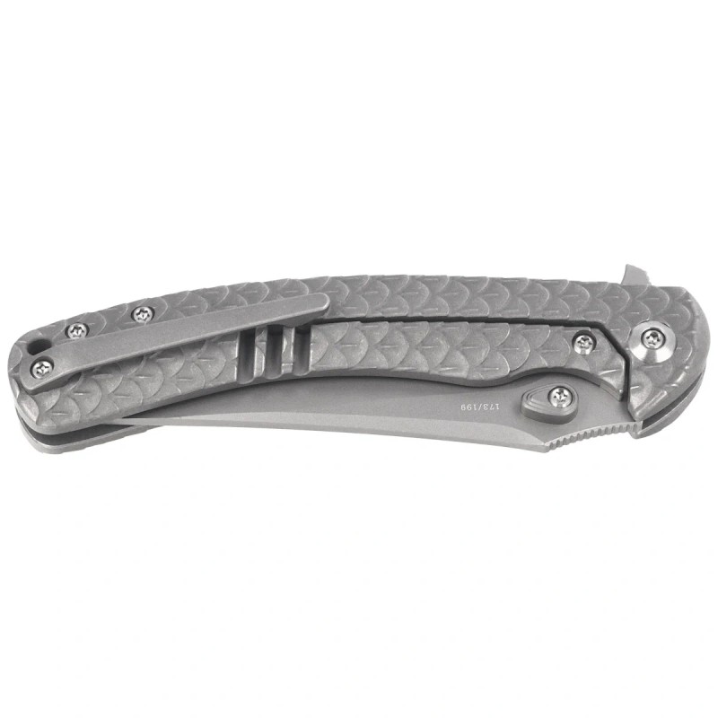 Nóż składany WeKnife Dracarys LE No ???/199 Gray Titanium, Stonewashed M390 (WE25061B-1)