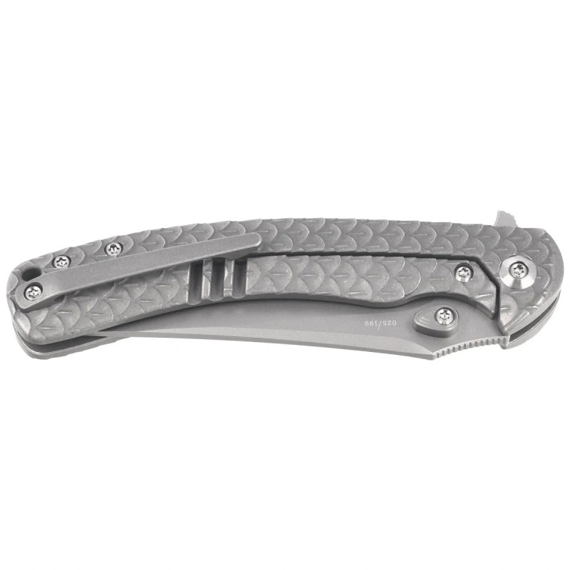 Nóż składany WeKnife Dracarys LE No ???/199 Gray Titanium, Stonewashed M390 (WE25061B-1)