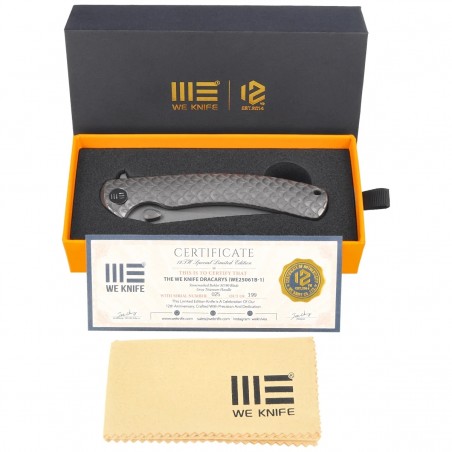 Nóż składany WeKnife Dracarys LE No ???/199 Gray Titanium, Stonewashed M390 (WE25061B-1)
