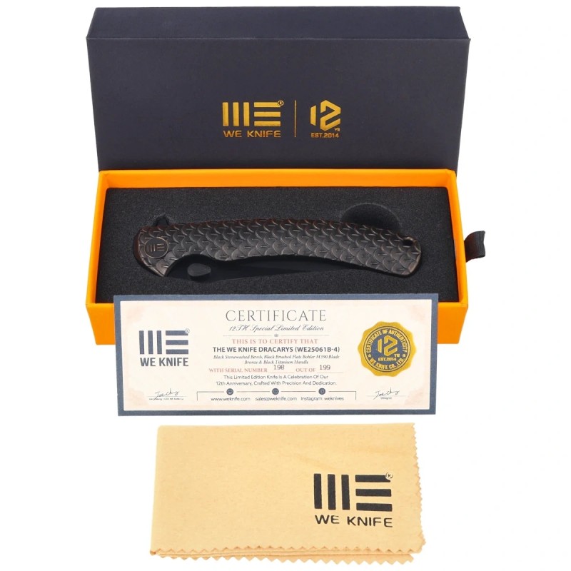 Nóż składany WeKnife Dracarys LE No 198/199 Bronze / Black Titanium, Black Stonewashed M390 (WE25061B-4)