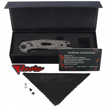 Nóż składany Reate PL-7 Black Micarta, Black PVD  Nitro-V (PL-7 BKM PVD)