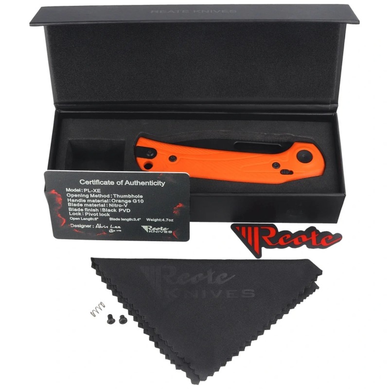 Nóż składany Reate PL-XE Orange G10, Black PVD Nitro-V (PL-XE-ORG10.PVD)
