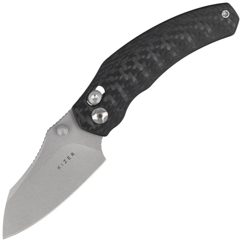 Nóż składany Kizer Mini Bulldog Carbon Fiber, Stonewashed S45VN by O.SHO (Ki3672SA3)