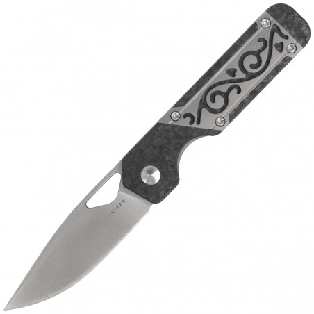 Nóż składany Kizer Mini Militaw Grey Titanium / Carbon Fiber, Satin S45VN by Jonathan Styles (Ki3634SA4)