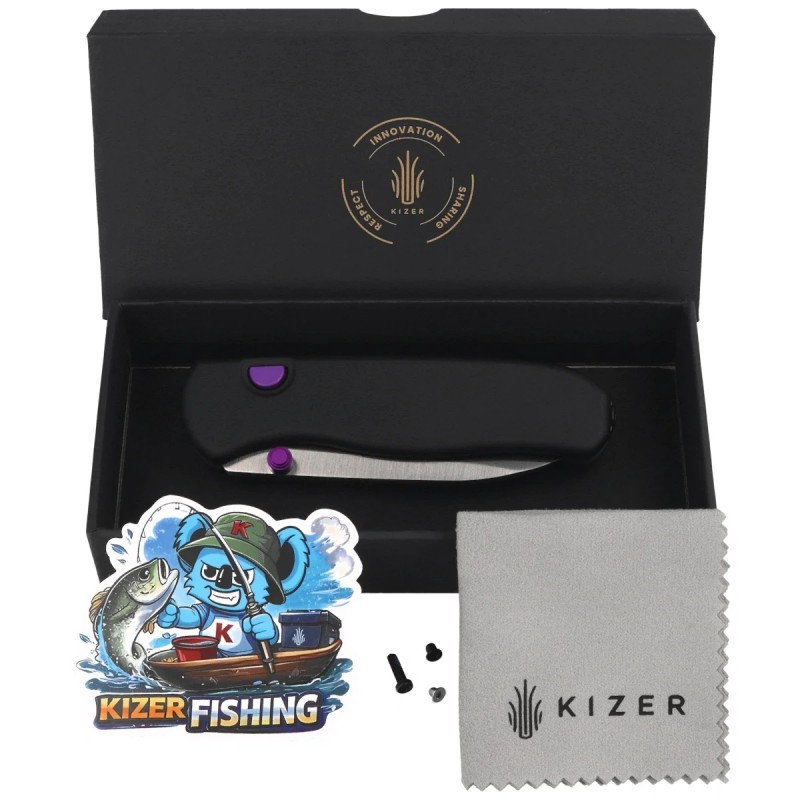 Nóż składany Kizer Drop Bear Zero Black Aluminium, Satin Elmax by Azo (Ki3619BDA3)