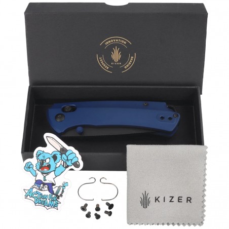 Nóż składany Kizer T1 CD Blue Titanium, Black Matte DLC Ultra M390 by Uli Hennicke (Ki3490.2CDA2)