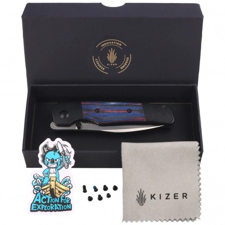 Nóż składany Kizer Coywolf Titanium / Reconstituted Wood, Satin S45VN Derek Sharon (Ki3685A2)