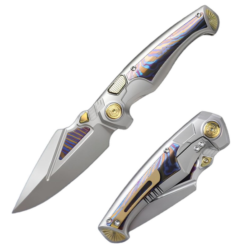 Nóż składany Remette Scepter Gray Titanium/Timascus, Pearlescent Surface M390 (SCPT-A)