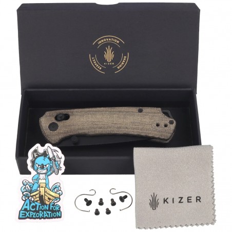 Nóż składany Kizer T1 CD Olive Green Norplex UltreX Micarta, Black Stonewashed Nitro-V by Uli Hennicke (V3490.2CA1)