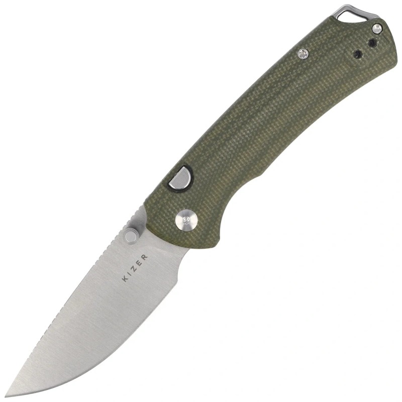 Nóż składany Kizer T1 BD Olive Green Micarta, Satin Nitro-V by Uli Hennicke (V3490.2BA1)
