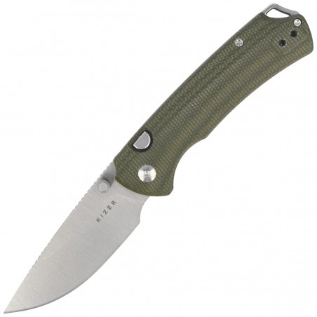 Nóż składany Kizer T1 BD Olive Green Micarta, Satin Nitro-V by Uli Hennicke (V3490.2BA1)