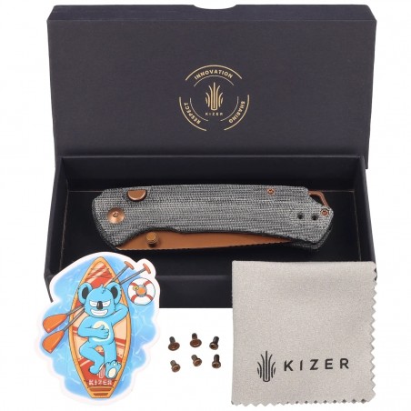 Nóż składany Kizer T1 BD Gray Norplex UltreX Micarta, Sunset Metal PVD Nitro-V by Uli Hennicke (V3490.2BA2)