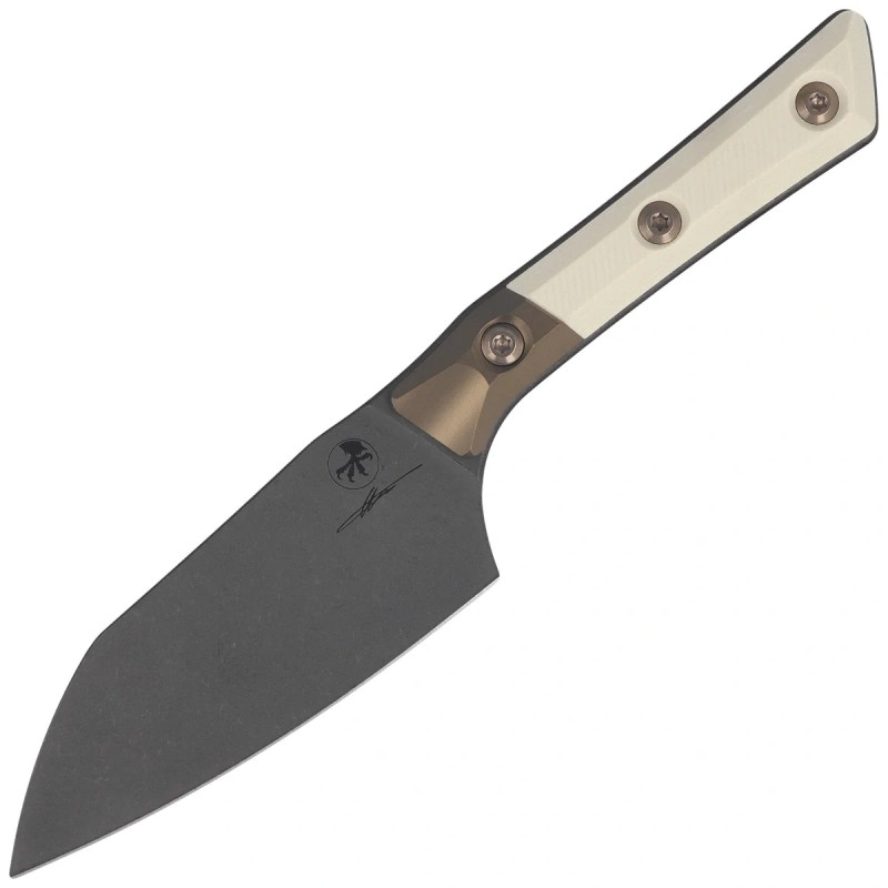 Nóż kuchenny Microtech Santoku 6'' Titanium Bolster/Ivory G10, Black DLC M390MK (3300B-1DLCIVS)