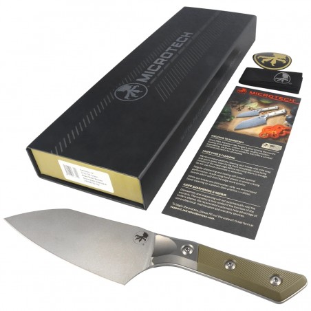 Nóż kuchenny Microtech Santoku 6'' Titanium Bolster/OD Green G10, Stonewashed M390MK (3200B-10OD)