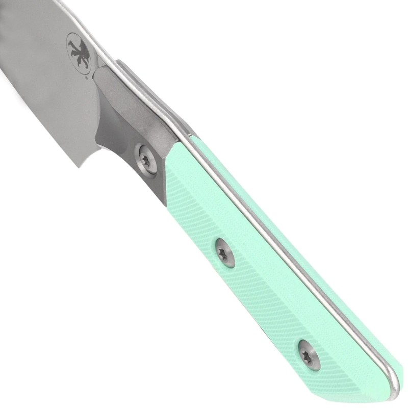 Nóż kuchenny Microtech Santoku 6'' Titanium Bolster/Caribbean Blue G10, Stonewashed M390MK (3200B-10CA)