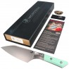 Nóż kuchenny Microtech Santoku 6'' Titanium Bolster/Caribbean Blue G10, Stonewashed M390MK (3200B-10CA)