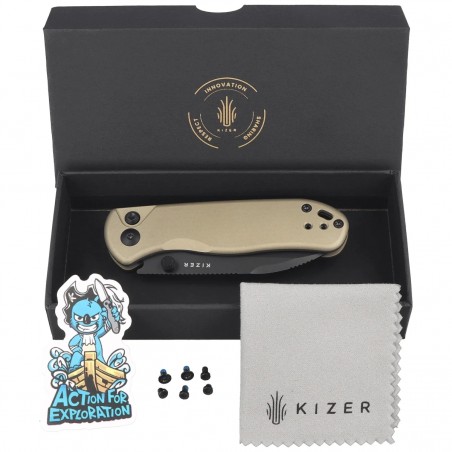 Nóż składany Kizer Drop Bear 2 Tan Aluminium, Matte DLC Basic Nitro-V by Azo (V3619.2CD1)