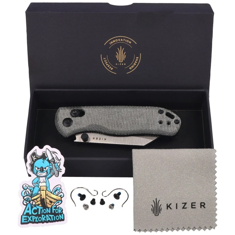 Nóż składany Kizer Drop Bear 2 Black Micarta, Satin Nitro-V by Azo (V3619.2KS1)
