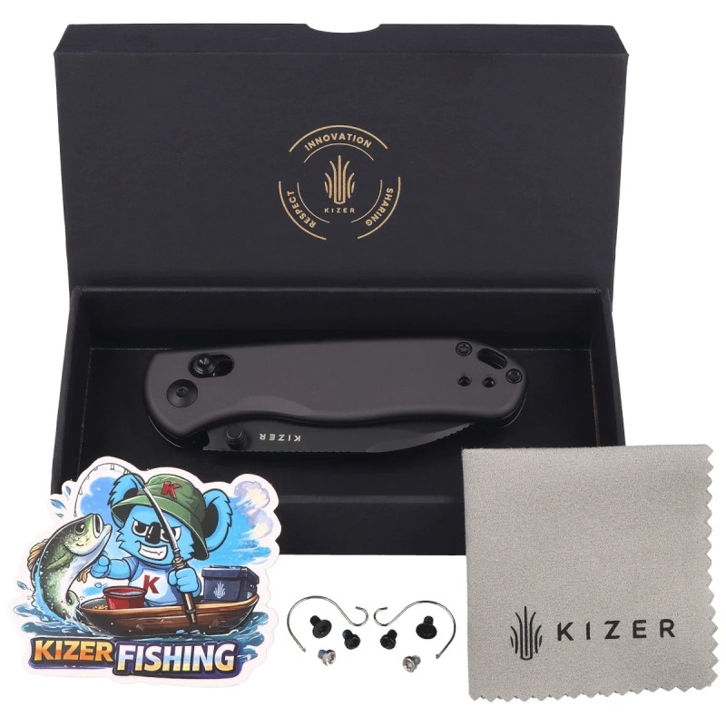 Nóż składany Kizer Drop Bear 2 Black Aluminium, Matte DLC Basic Nitro-V by Azo (V3619.2KD2)