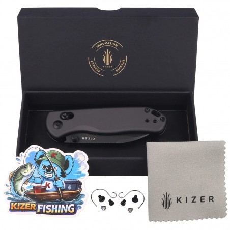 Nóż składany Kizer Drop Bear 2 Black Aluminium, Matte DLC Basic Nitro-V by Azo (V3619.2KD2)