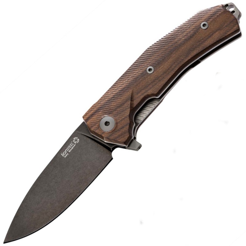 Nóż składany LionSteel KUR Santos Wood, Black Stonewashed Sleipner by Molletta (KUR BST)