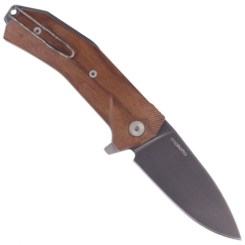 Nóż składany LionSteel KUR Santos Wood, Black Stonewashed Sleipner by Molletta (KUR BST)
