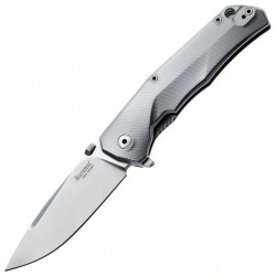 Nóż składany LionSteel T.R.E. Grey Titanium/Blue Ti, Stonewashed M390 by Molletta (TRE BL)