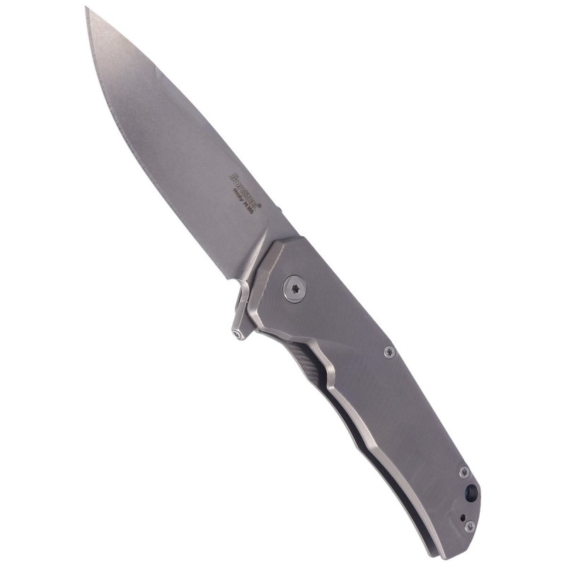 Nóż składany LionSteel T.R.E. Grey Titanium/Blue Ti, Stonewashed M390 by Molletta (TRE BL)
