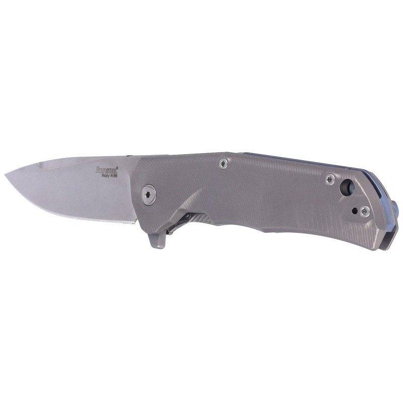 Nóż składany LionSteel T.R.E. Grey Titanium/Blue Ti, Stonewashed M390 by Molletta (TRE BL)