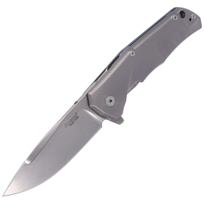 Nóż składany LionSteel T.R.E. Grey Titanium/Blue Ti, Stonewashed M390 by Molletta (TRE BL)