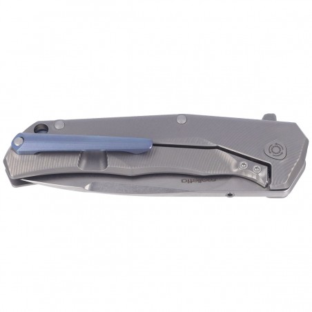 Nóż składany LionSteel T.R.E. Grey Titanium/Blue Ti, Stonewashed M390 by Molletta (TRE BL)