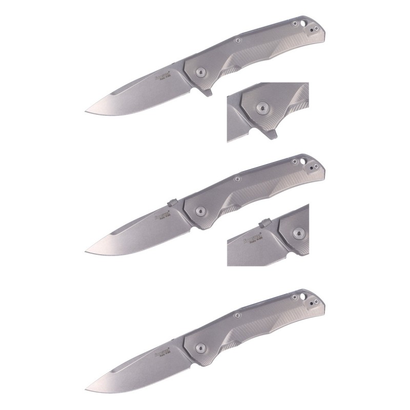 Nóż składany LionSteel T.R.E. Grey Titanium/Blue Ti, Stonewashed M390 by Molletta (TRE BL)