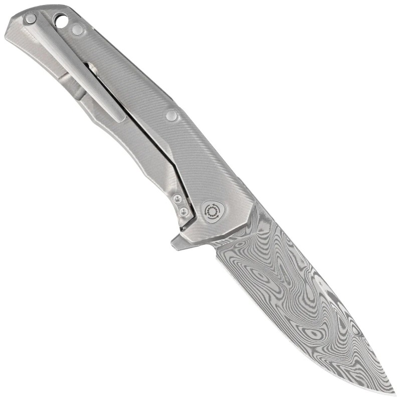 Nóż składany LionSteel T.R.E. Titanium/Carbon Fiber, Thor Damasteel Damascus by Molletta (TRE DT FC)