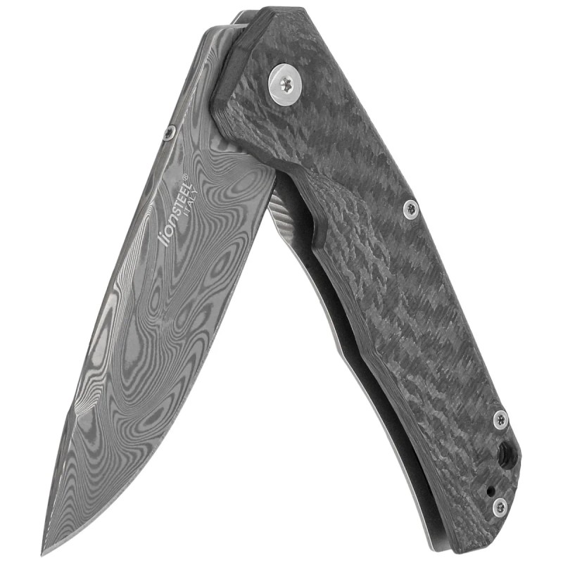 Nóż składany LionSteel T.R.E. Titanium/Carbon Fiber, Thor Damasteel Damascus by Molletta (TRE DT FC)