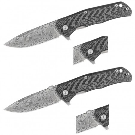 Nóż składany LionSteel T.R.E. Titanium/Carbon Fiber, Thor Damasteel Damascus by Molletta (TRE DT FC)